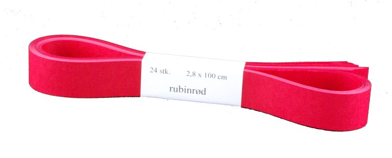 Efalin i strimler, 100 cm lange, rubinrød
